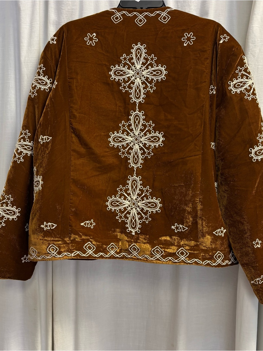 Free People Mia Jacket Embroidered Rust Velvet Women's Jacket - Picture 7 of 10